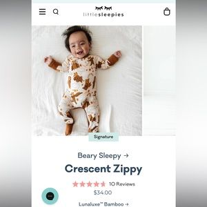 NWOT NB little sleepies crescent zippie